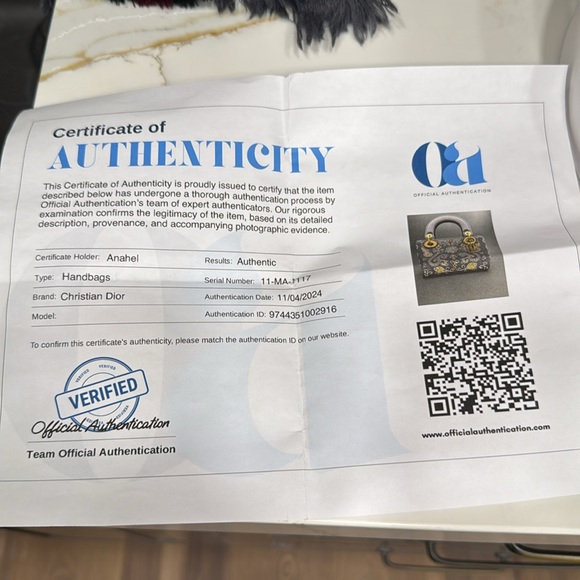 LADY DIOR DENIM ALL HAND STUDDED AND STITCHED with beautiful gold hardware SMALL - Picture 10 of 10